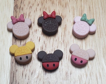 KAWAII 3-D MINNIE MICKEY  Cookie head Resin Charms Flatback Cabochon