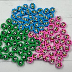 CREATE2SELL Exclusive! Kawaii 3 SUPERHERO GIRLS Beads Polymer Clay Beads, Bracelets, Necklaces, Rings, Earrings, Slime, Tumblers, Decoden