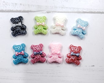 KAWAII 3-D TINNY BEAR avec Bow Nail Art Résine Charms Cabochon Flatback