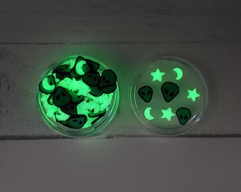 Glow in the Dark Alien Polymer Clay Slices: Kawaii Sprinkles Mix