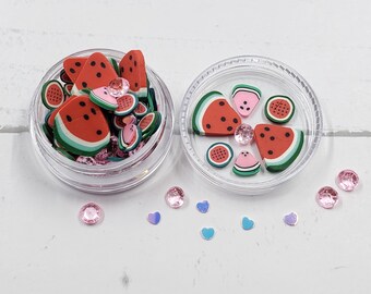 Kawaii Watermelon Sugar Polymer Clay Slices: Nail Art, Slime, Resin