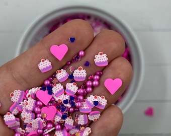 Kawaii Bubblegum Cupcake Sprinkles: Polymer Clay Mix for Slime, Resin Art