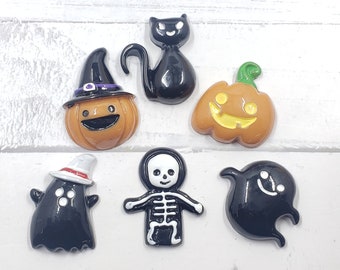 Kawaii 3D Halloween Resin Charms: Black Cat, Jack O' Lantern, Slime, Decoden