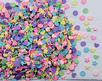 Kawaii Polymer Clay Sprinkles: Stars, Hearts, Circles Mix