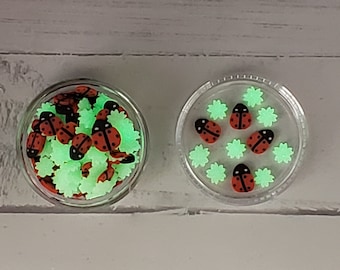 Glow in Dark Ladybug Garden Polymer Clay Slices: Nail Art, Slime, Tumblers