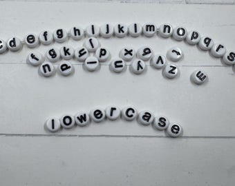 CHOOSE YOUR LETTERS Individual Lowercase Alphabet White Acrylic Beads 7x4mm