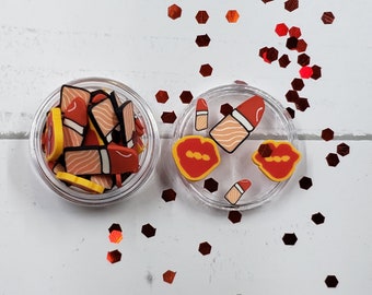 Taylor Swift Inspired Polymer Clay Slices: Red Lipstick, Lips, Nail Art