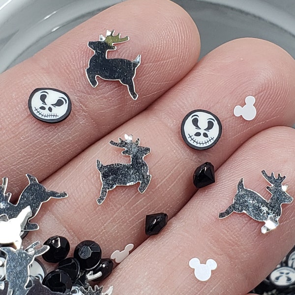 CREATE2SELL Exclusif! Kawaii DEER JACK SKELLINGTON Mix Fimo Tranches, Faux Sprinkles, Nail Art, Résine, Shakers, Slime, Tumblers, Decoden