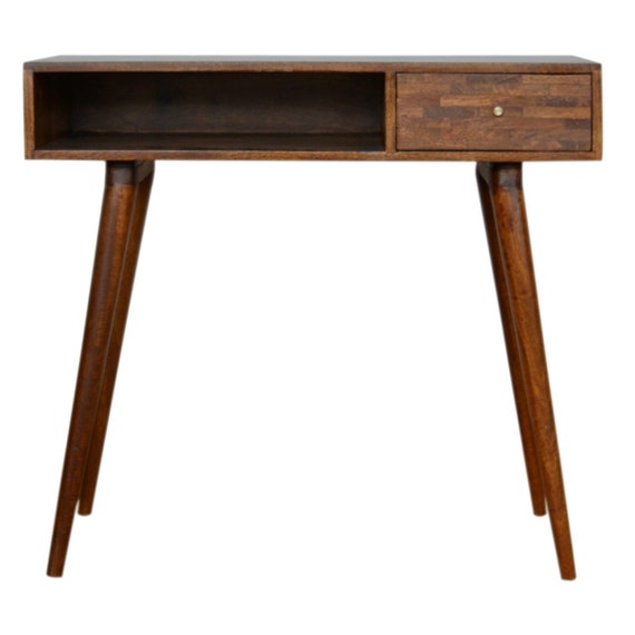 Dreamland Office Desk Console Table Solid Wood Chestnut Finish Etsy