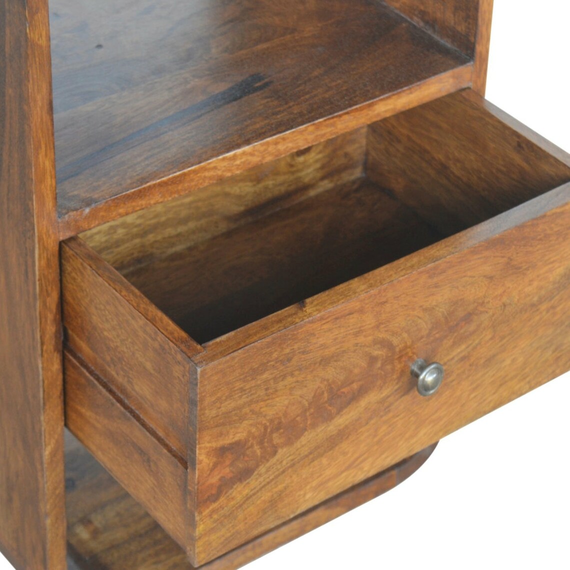 Curved Bedside Table with Drawers and Open Slots Solid Wood Etsy