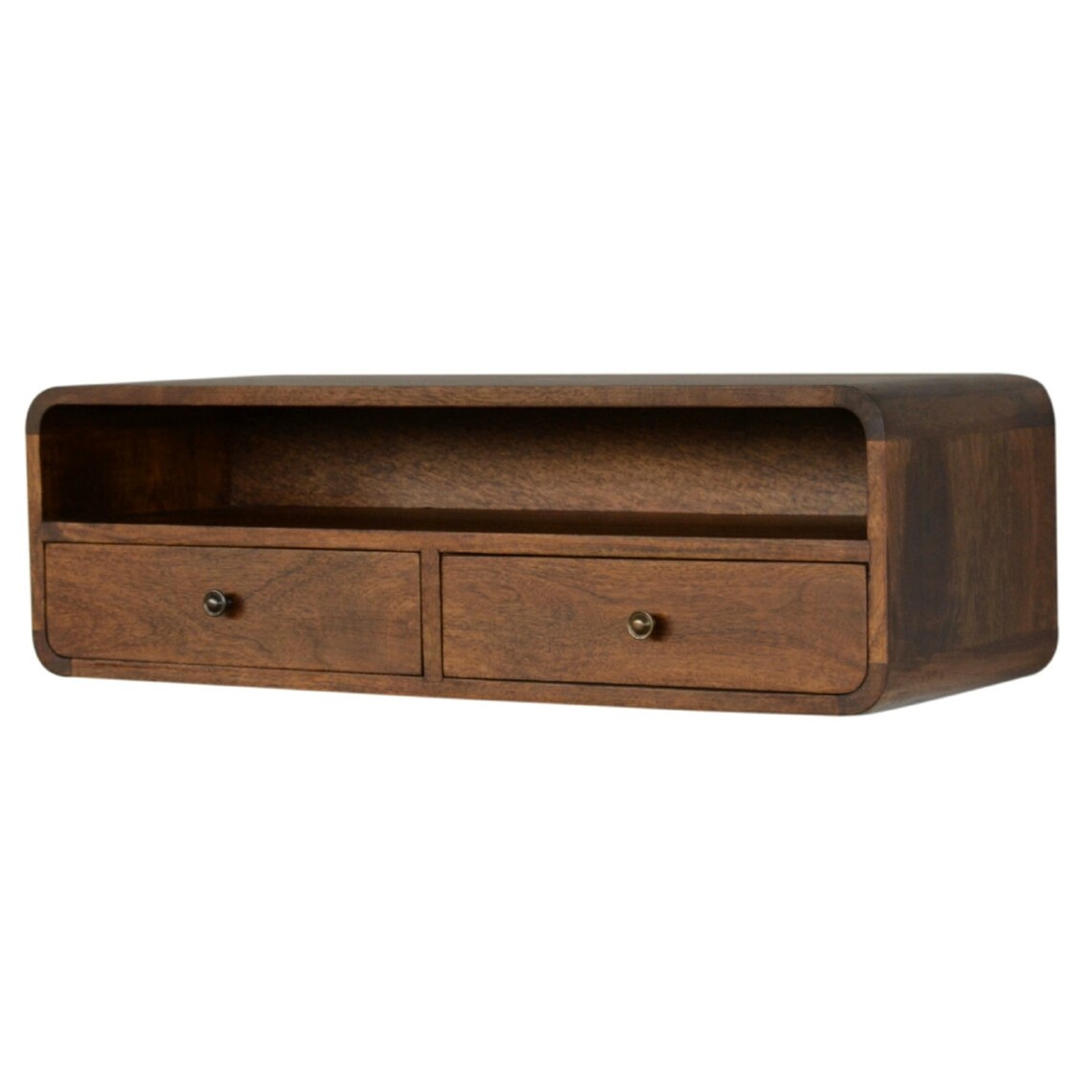 Wall Mounted Console Table With 2 Drawers Curved Design Wooden Etsy UK