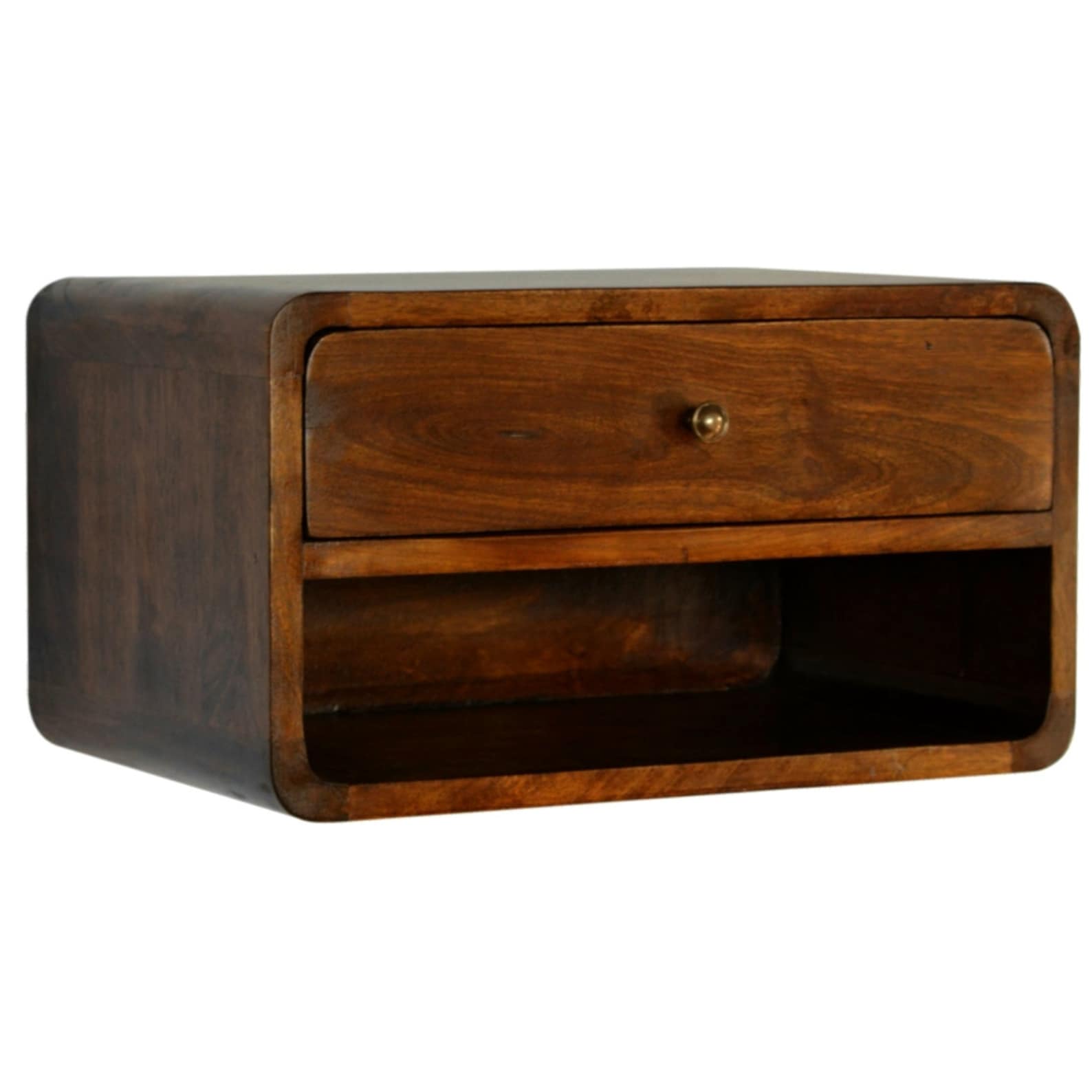 Bedside Table Solid Wood with Drawer and Shelf Brown Wooden Etsy