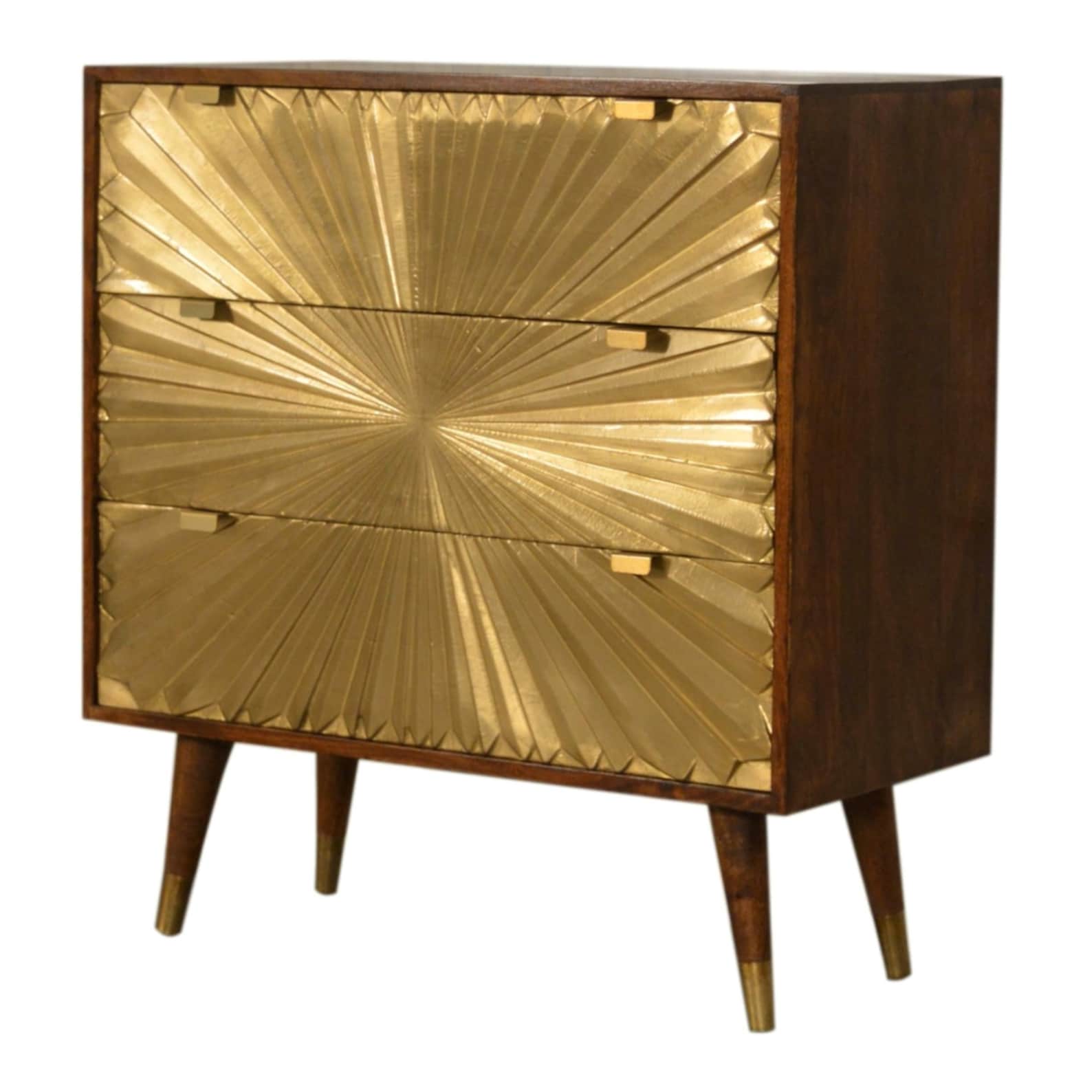 Dreamland Gold Chest of Drawers Solid Wood Chestnut Bedroom Etsy