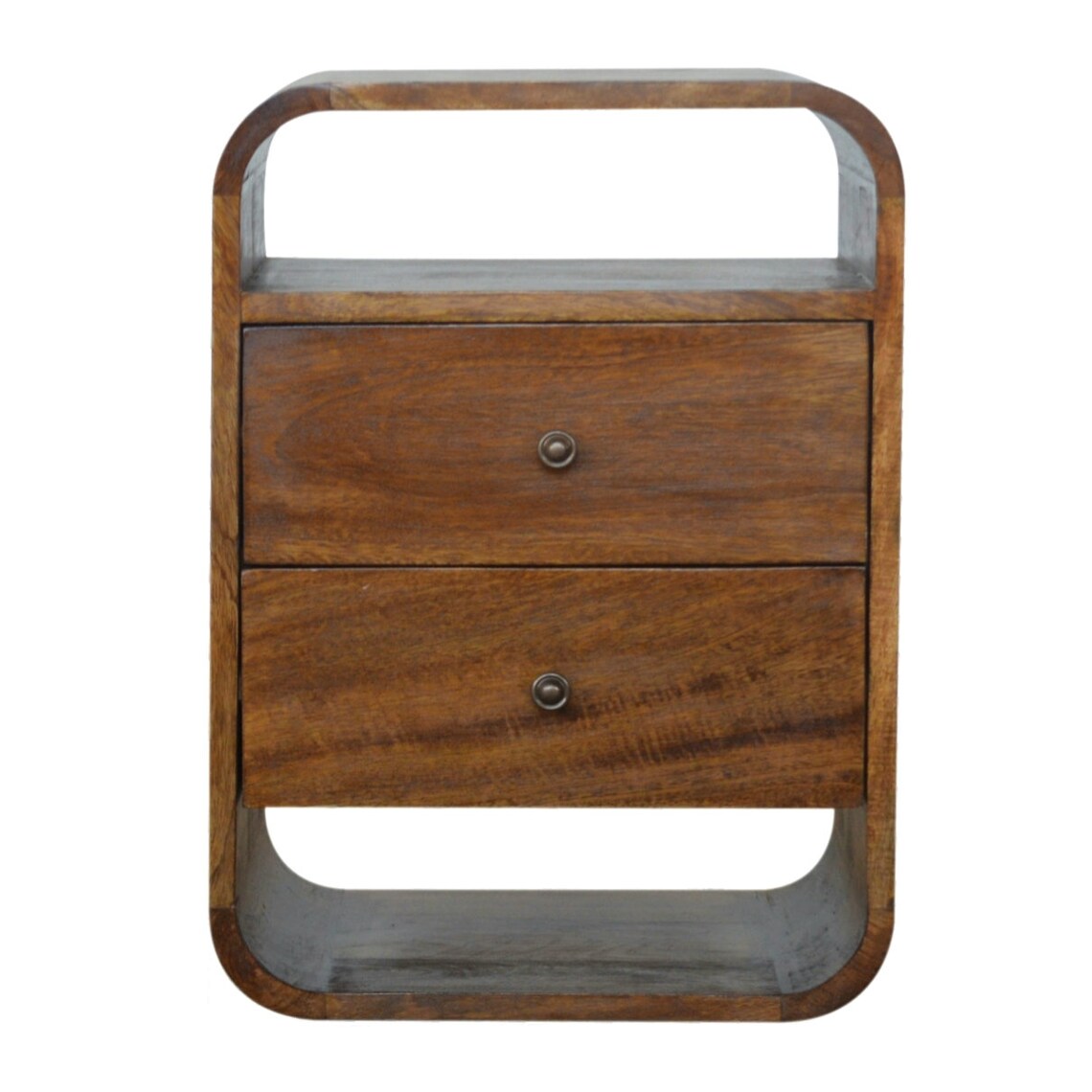 Curved Bedside Table with Drawers and Open Slots Solid Wood Etsy