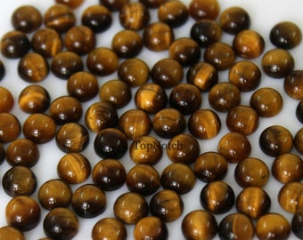 5PCS - 8MM Tiger's Eye Round Cabochon Loose Gems, Calibrated Tiger Eye Gemstone