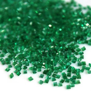 4mm Natural Green Emerald: Square Faceted Cut Gemstone