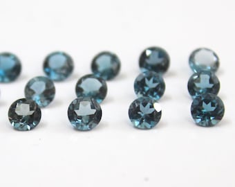 4MM London Blue Topaz Round Faceted Gemstones for Jewelry Making- Natural London Blue Topaz Loose Gems For Sale- Top Quality Topaz