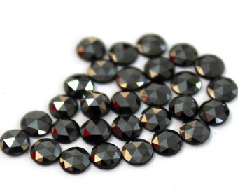 1 pieces 15mm BLACK RUTILATED Round Rose Cut Cabochon Flat Faceted Gemstone... Black Rutilated Rosecut Round Cabochon Loose Gemstone