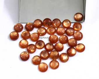 4MM Sunstone Round Cabochon Gemstone- Natural Sunstone for Jewelry Supplies