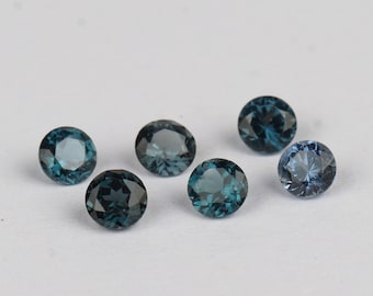 Blauer Spinell Edelstein Lot: 0.87ct Rundschliff, 3 mm (6 Stück)