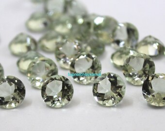 10MM Natural Green Amethyst: Round Faceted Loose Gem