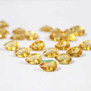 7x10MM Citirne Pear Faceted Gemstone- Natural Citrine Gems