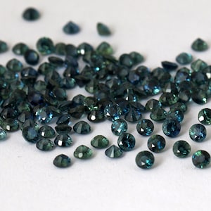 3mm Natural Teal Sapphire Brilliant Cut Gemstone , Teal Sapphire Heated Gemstone for Jewelry