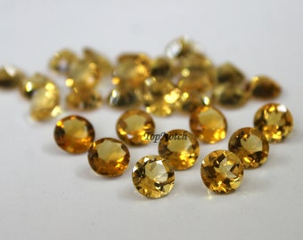 Citrine For Jewelry Making 20 Psc Size 2 to 3 mm Citrine Cut Gemstone Cabochon Natural Citrine Round Cabochons Lot