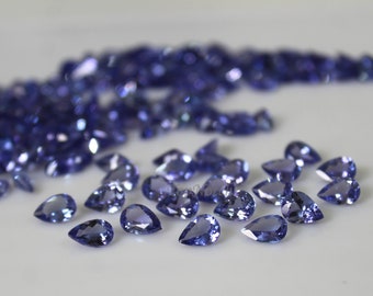 Natural Tanzanite Gemstone: 3x5mm Pear Faceted Cut, AAA Quality