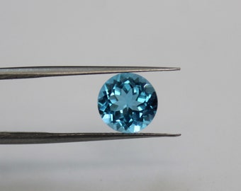 10MM AAA Swiss Blue Topaz: Round Faceted Loose Gem