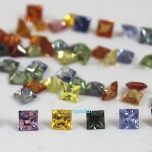 Natural Sapphire Square Gemstone, 2.5MM Multi Color Sapphire Loose Gems for Jewelry Supply