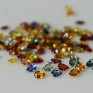 2.5x3.5MM Piedra preciosa de zafiro natural cortada en pera, gemas calibradas de zafiro múltiple para joyería- Piedra preciosa de alta calidad