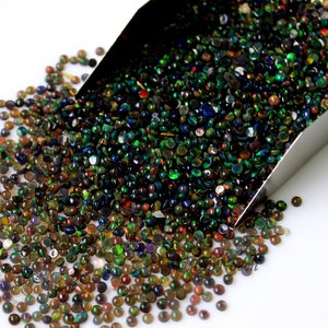 2.5mm Black Opal Round Cabochon Gemstone, Natural Black Opal Loose Gems for Jewelry, Calibrated Opal