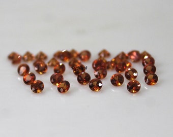 1MM Orange Sapphire Natural Sapphire Round Brilliant Cut Gemstone Jewelry- Top Quality Gemstone