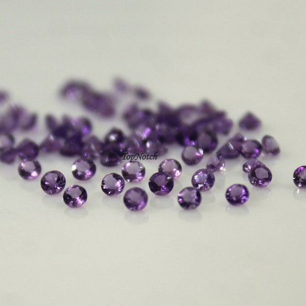 2MM Natural Amethyst Round Faceted Gemstone- Loose Amethyst Round Cut Gems- Purple Amethyst for Sale