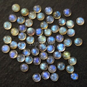4MM Natural Labradorite Round Cabochon Cut Gemstone, Calibrated Labradorite Semi Precious Stone for Jewelry