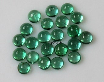 4mm Zambian Emerald Cabochon: Natural Round Gemstone
