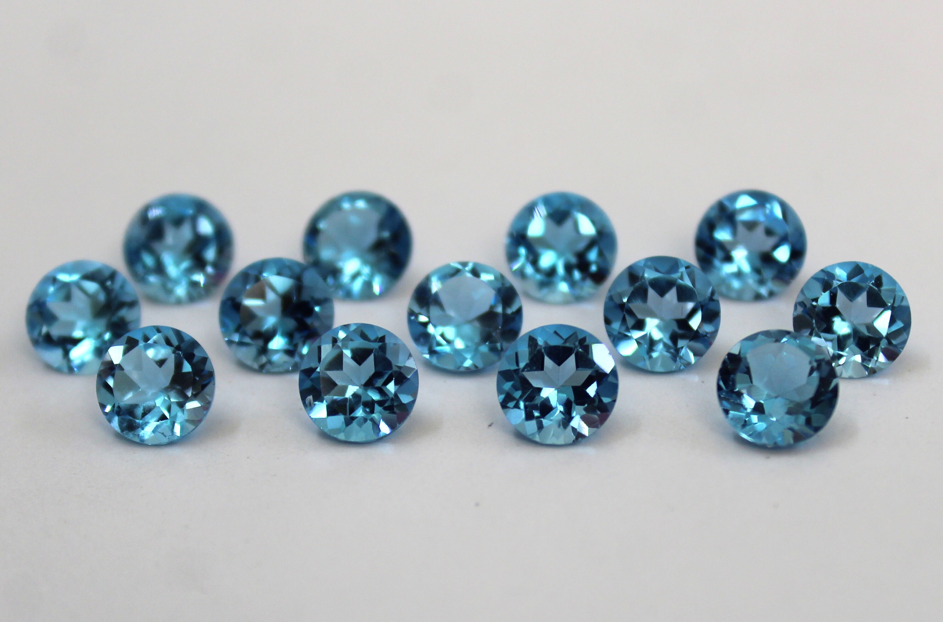 Swiss Blue Topaz Round Loose Faceted Natural Gem Pair 5mm 