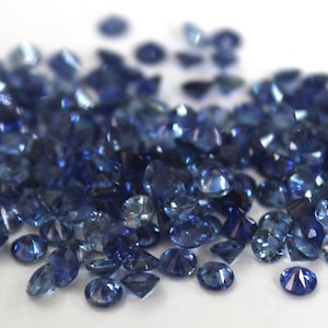 Zafiro azul natural de 1 mm, piedra preciosa redonda de corte brillante