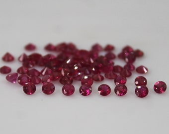Natural 2MM Ruby Round Diamond Cut Gemstone, Top Quality Ruby