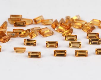 2x4MM Citrine Baguette Gemstone: Faceted Yellow Jewelry Stone
