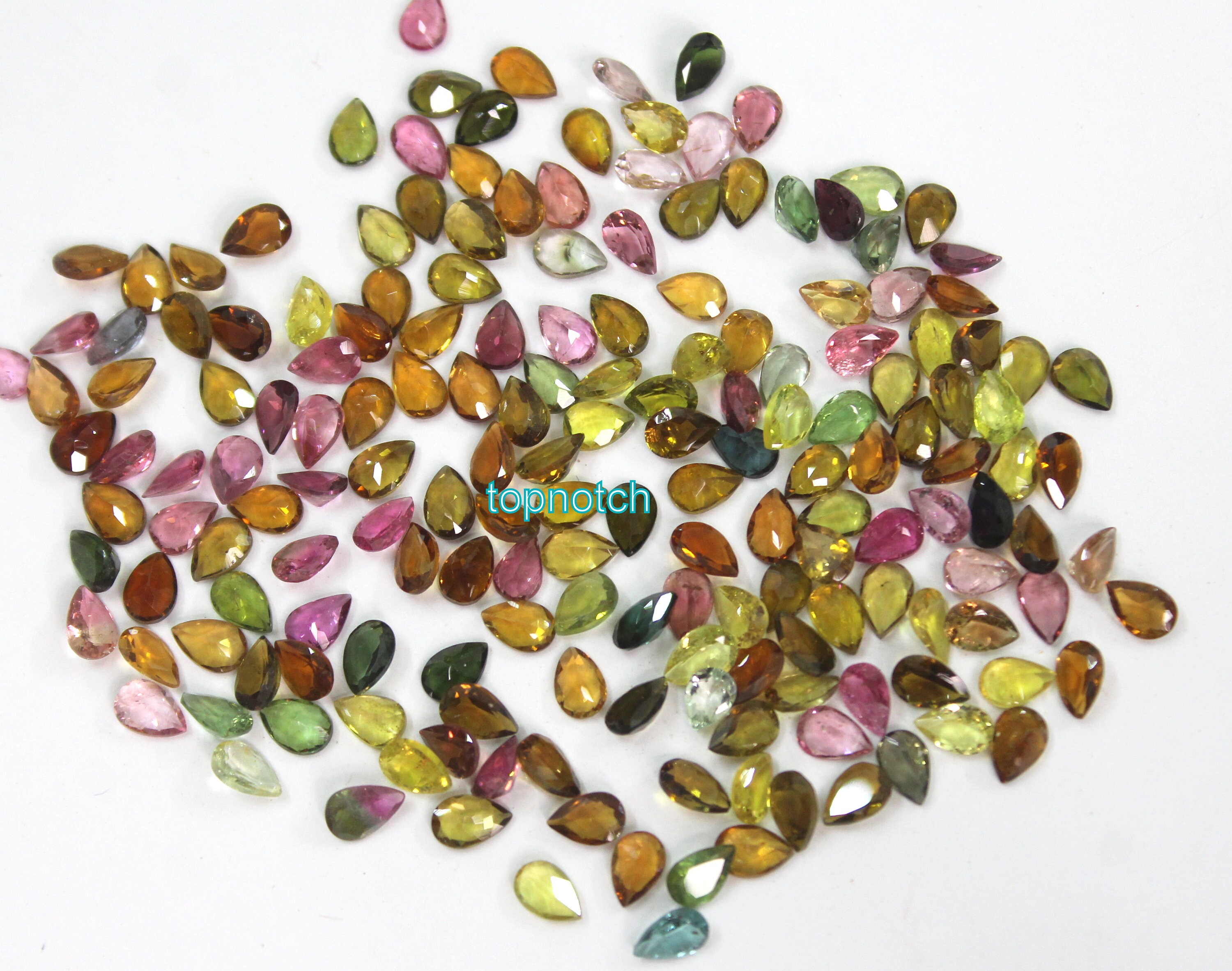 AAA 3 x 4 mm トルマリンペアファセットルースジェムストーン、校正