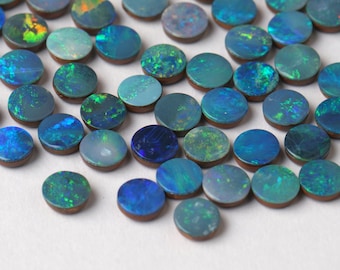 5 mm Natural Opal Doublet Cabochon Gemstone Mix Lot: Flashy Multi fire Gemstone