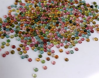 Natuurlijke ronde cabochons met meerdere toermalijnen, AAA-kwaliteit - lot van 100 stuks (2 mm tot 6 mm)