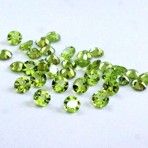 Piedra preciosa de peridoto natural de 4 mm: corte redondo facetado