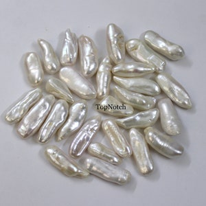 Large Biwa Pearls, Natural White Pearls, Irregular Shape Pearl Beads for Jewelry, 15-25MM Size Pearls, Single Piece Drilled