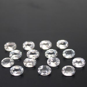 6x8MM White Topaz Oval Cut Gemstone, Natural White Topaz Faceted Loose Gems for Jewelry