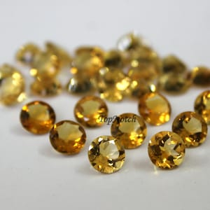 5MM Citirne Round Faceted Gemstone- Natural Citrine Cut Gems