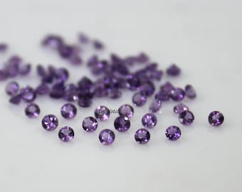 1MM Natural Amethyst Gemstone: Round Faceted Loose Stone