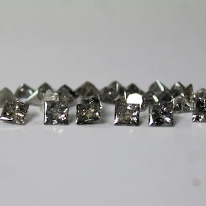 1.5MM Salt And Pepper Diamond Square Princess Cut Loose Gemstone- Top Quality Diamonds